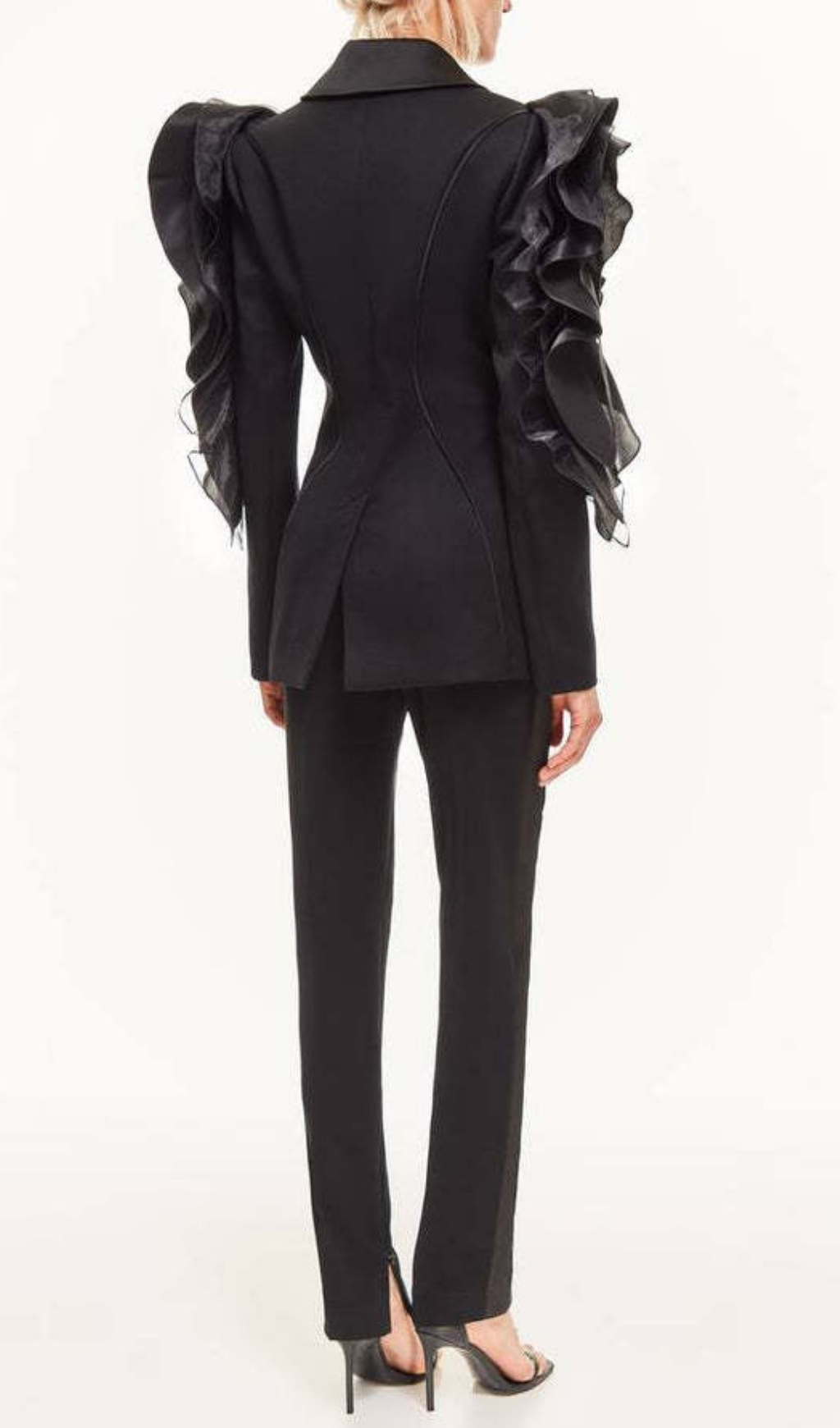 Fashionslee Women Elexis Black Ruffle Blazer