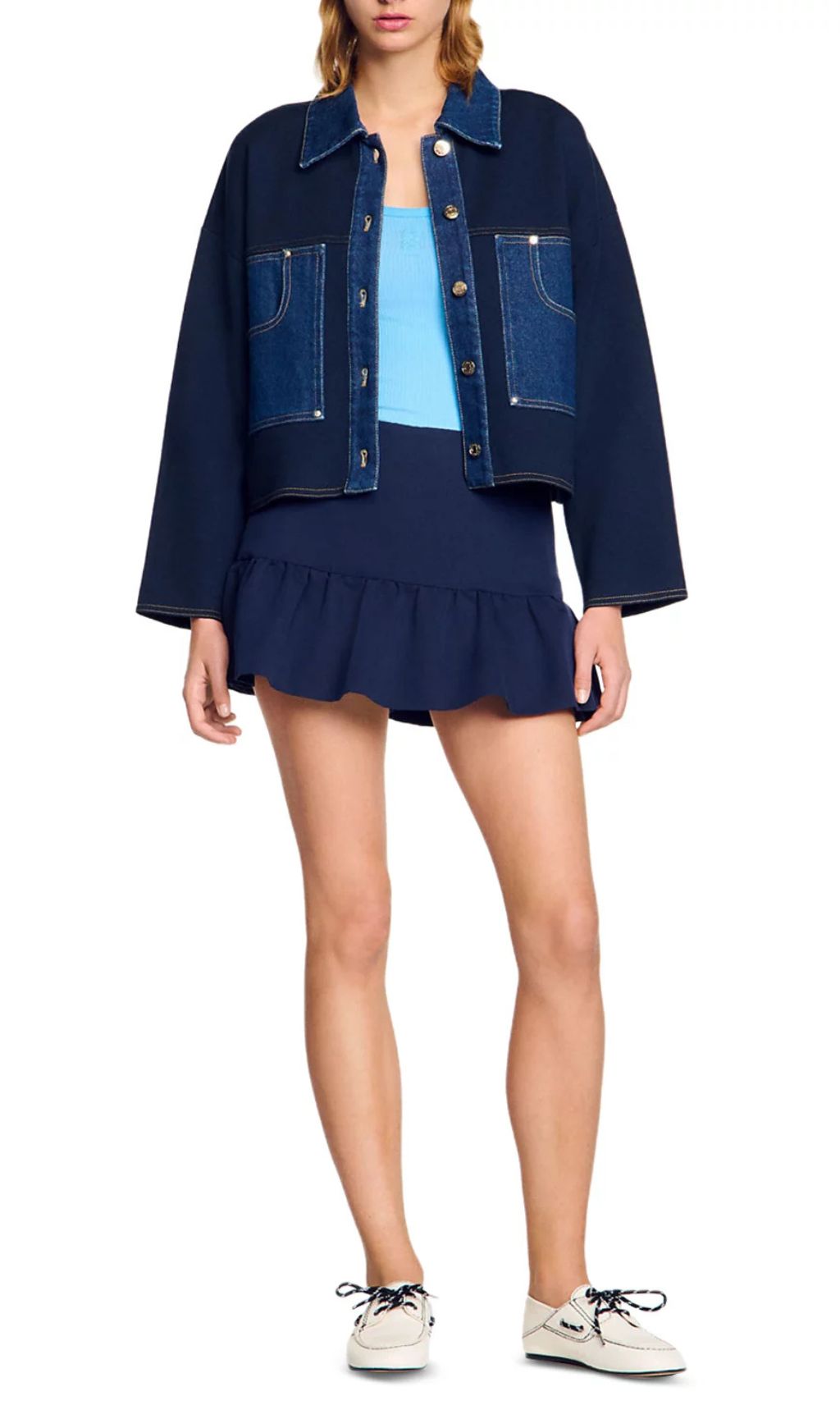 Fashionslee Women Denim Detail Cardigan