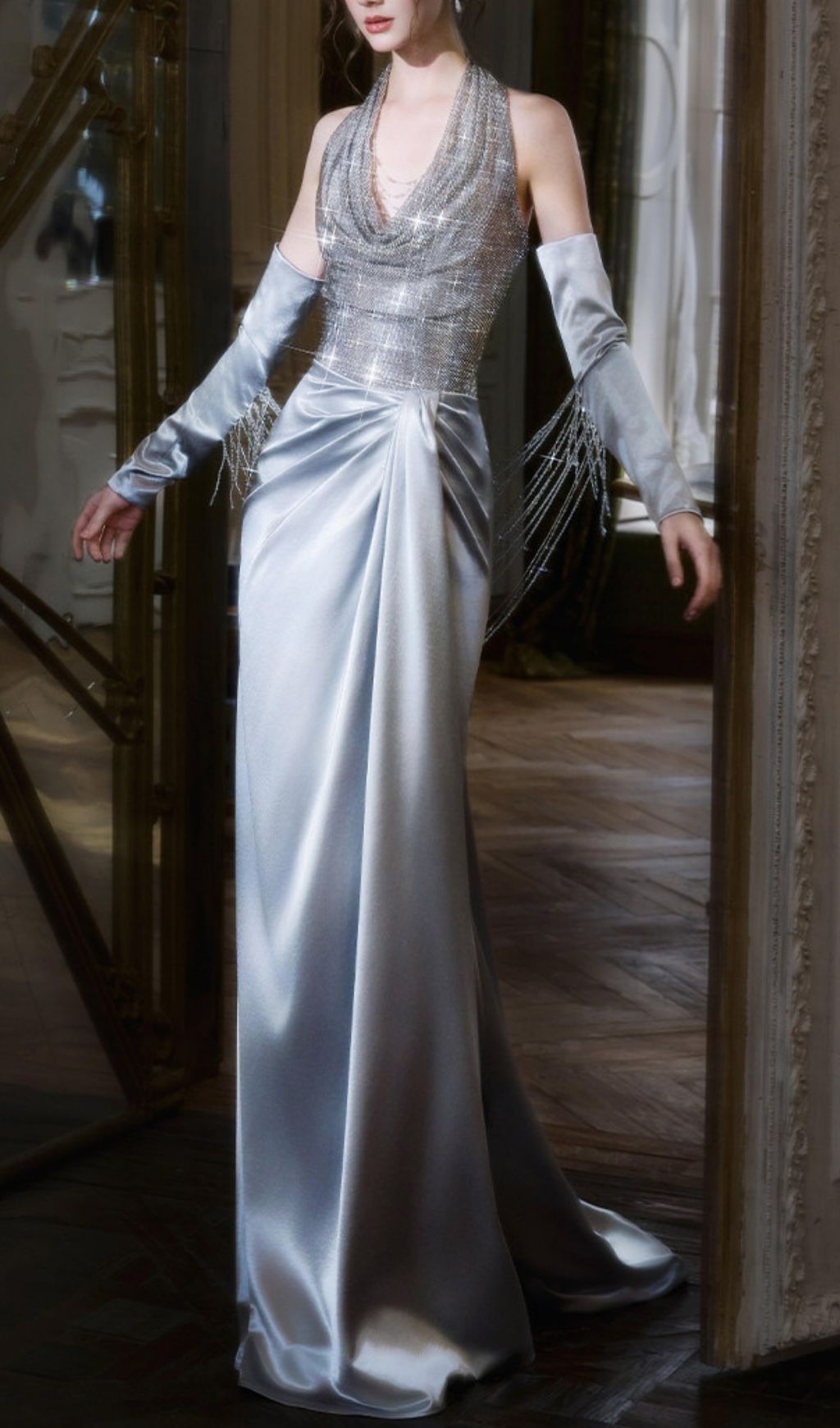 e781ffb3c6c5387335ac6e8205d957cf.jpg Fashionslee Women Kumi Silver Halter Maxi Dress