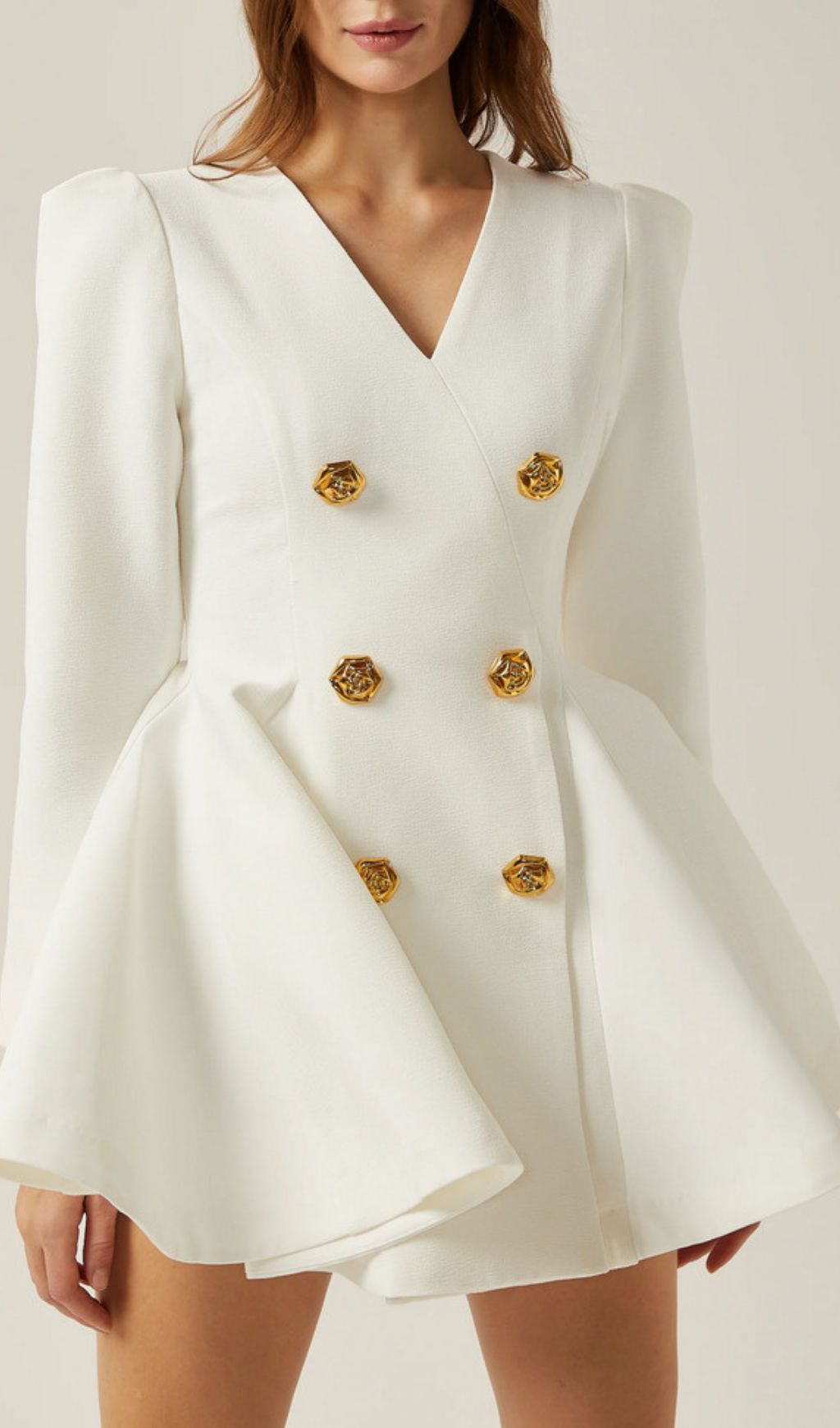Fashionslee Women Ilene Long Sleeve Button Mini Dress