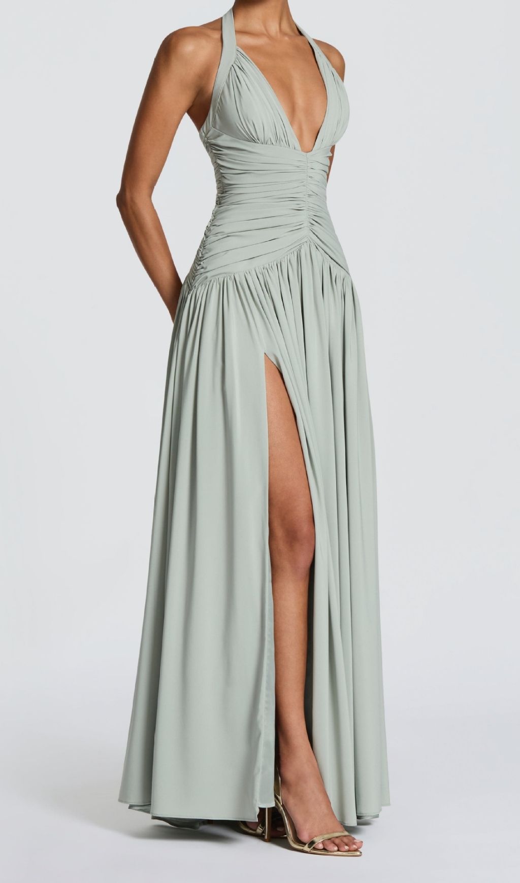 e7b5ee1cbf801d84208c8ff5a65de876.jpg Fashionslee Women Kelley Celadon Halter Ruched Maxi Dress