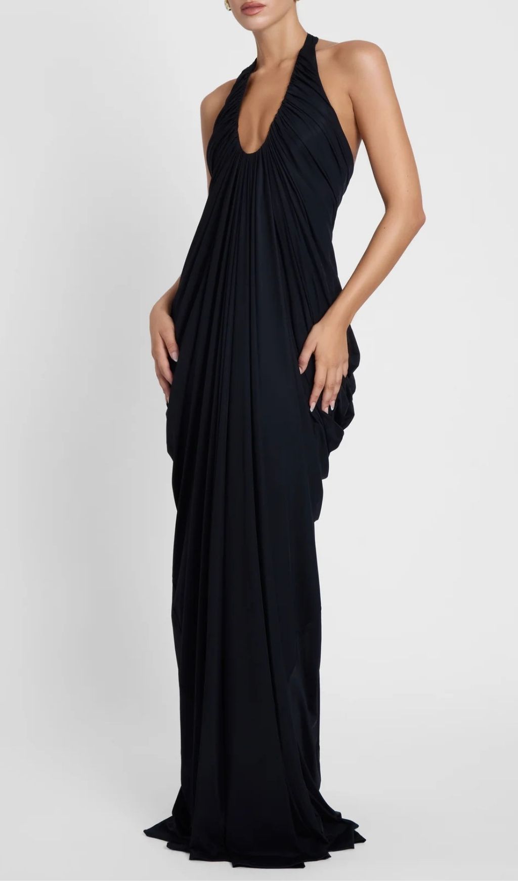 e8041f8ae8df37a8117e765955ec138c.jpg Fashionslee Women Kenza Black Halter Pleated Maxi Dress
