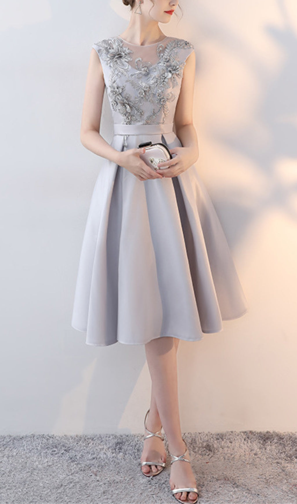 TRENDING GRAY LACE MIDI DRESS - OWNCI TRENDING GRAY LACE MIDI DRESS - OWNCI