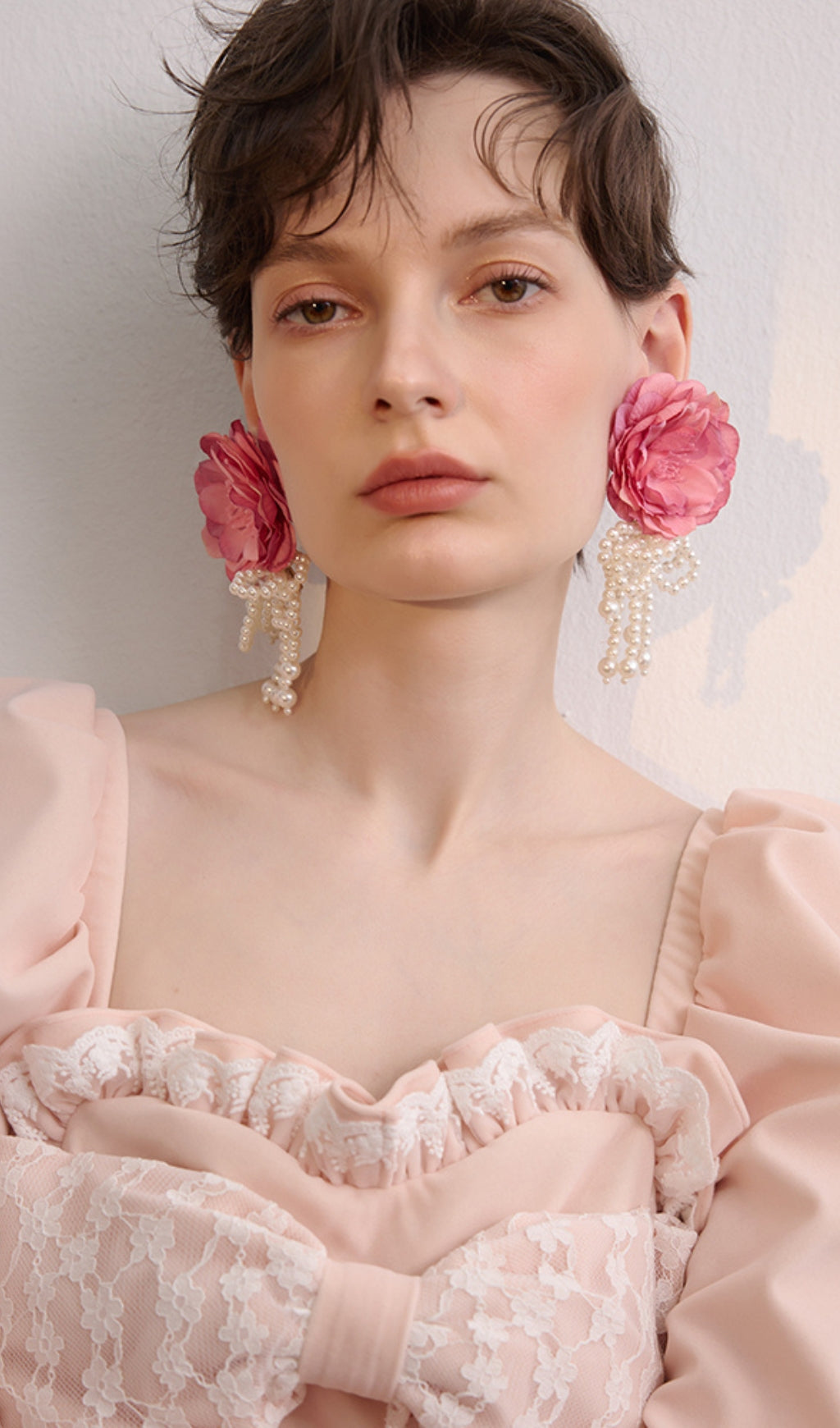 Fashionslee Women Annick Pink Flower Petals Acrylic Earrings