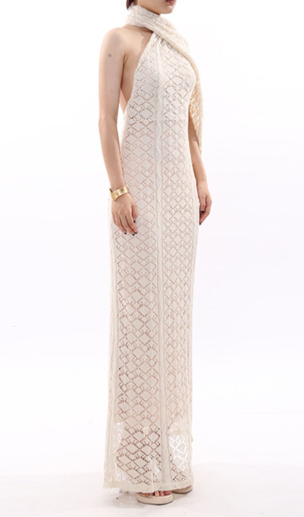 Fashionslee Women Justo Backless Knit Maxi Dress