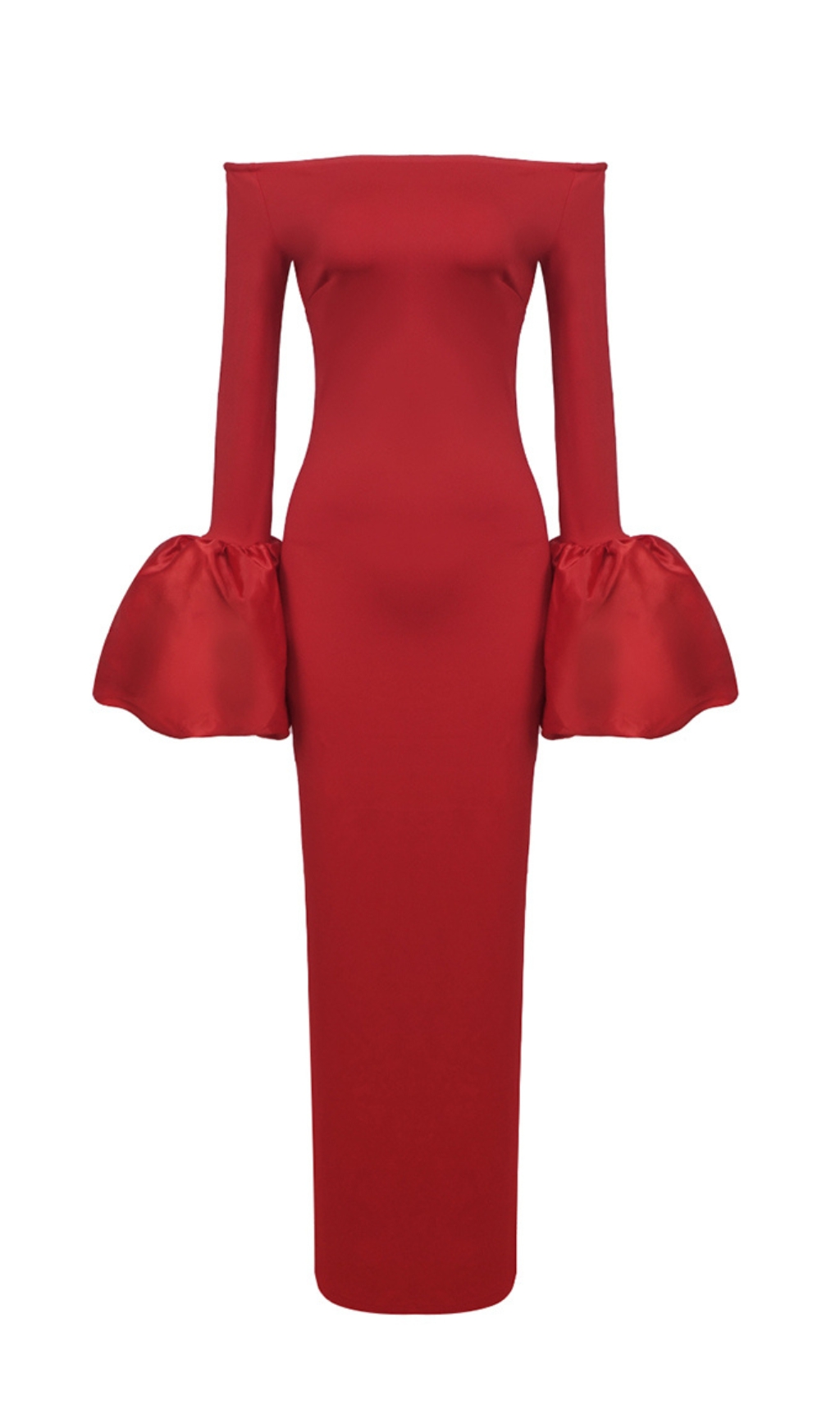 Fashionslee Women Chelsi Red Long Sleeve Maxi Dress