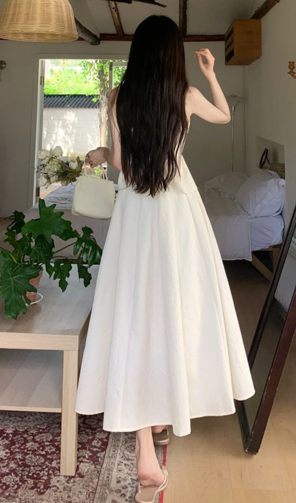 Fashionslee Women Adjustable Collar Strap Midi Dress