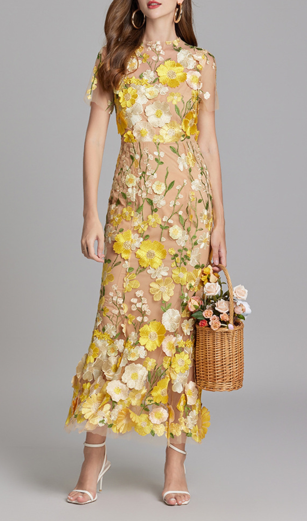 e8c8c8c575817540edb8c902fe3e8c7c.jpg Fashionslee Women Carol Yellow Floral Embroidery Mesh Fishtail Midi Dress