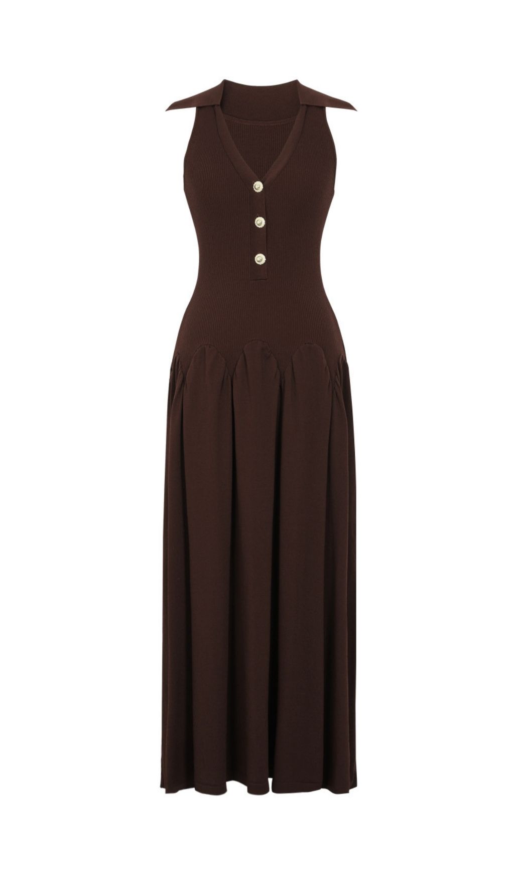 Fashionslee Women Kimi Coffee Sleeveless V-neck Knit Maxi Dress