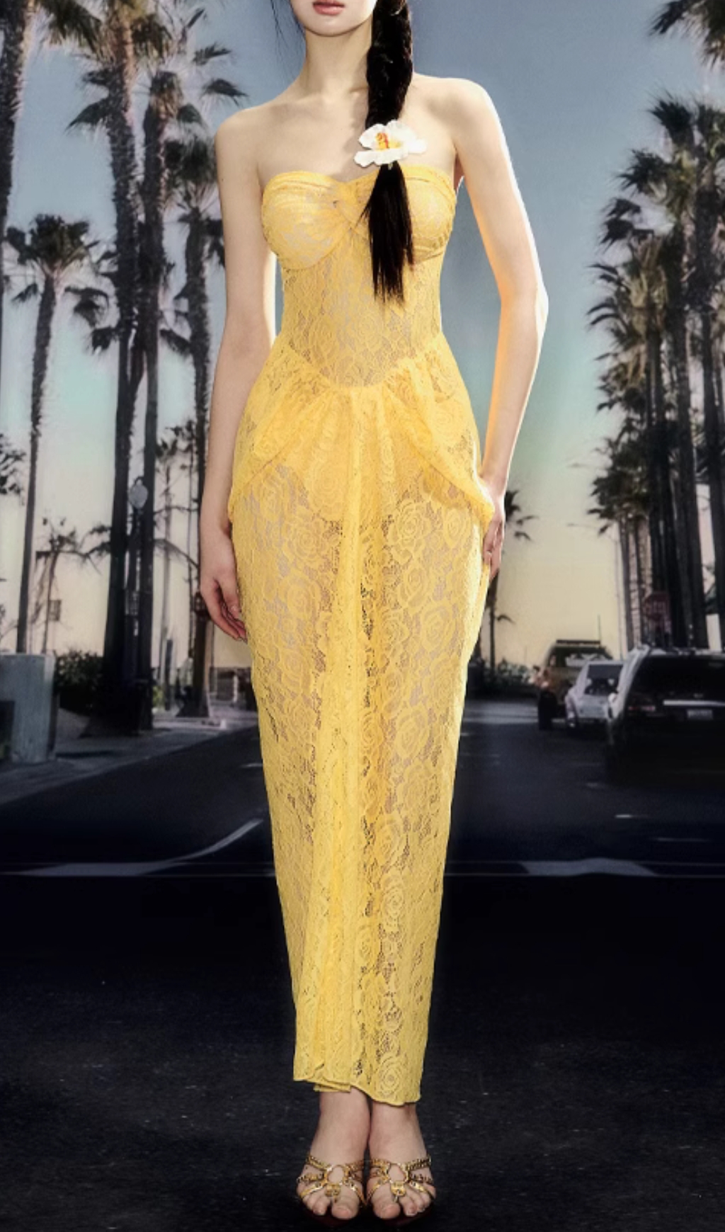 Fashionslee Women Dhyana Yellow Lace Two-Piece Swimsuit