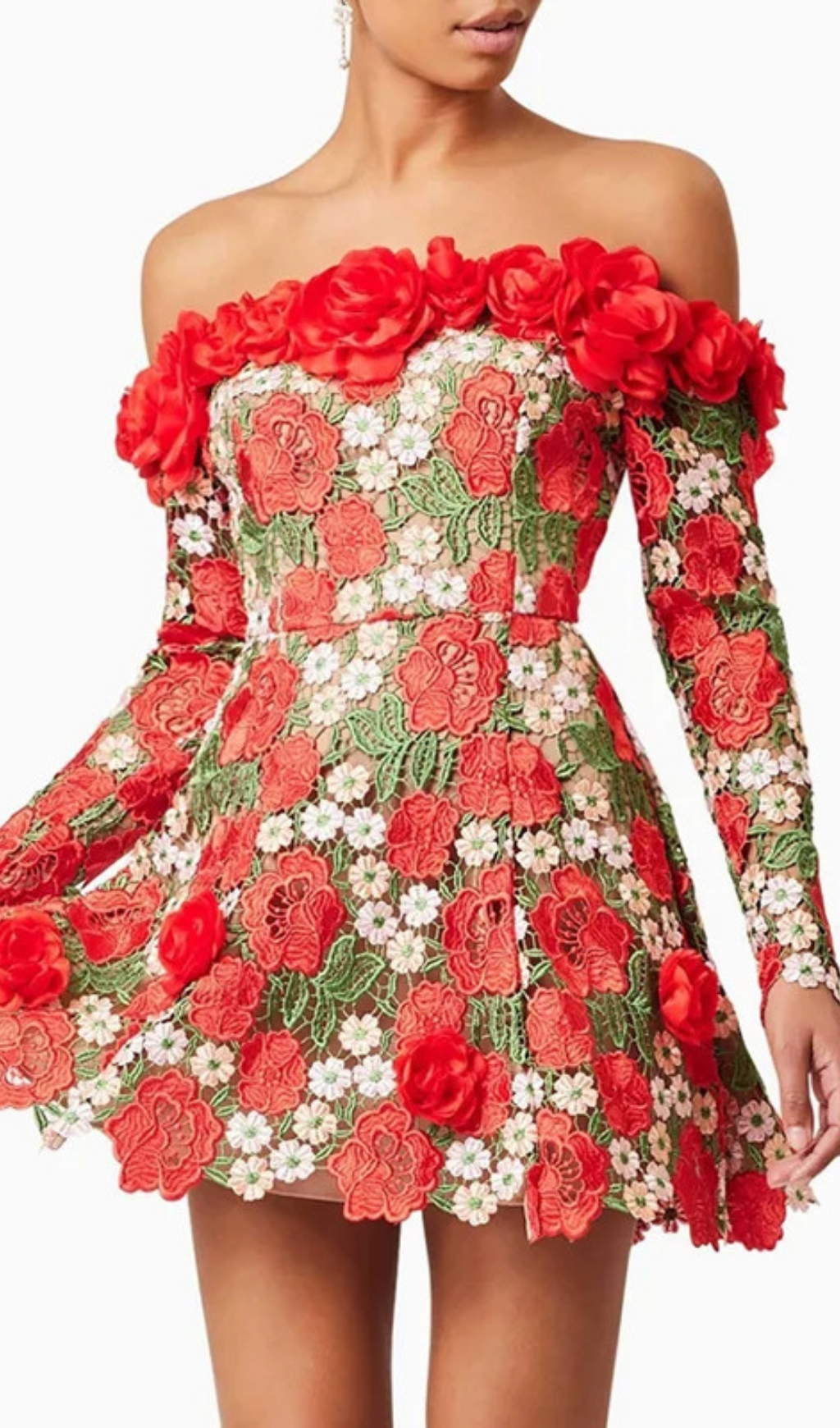 e8f8ba9131a512586102e7fe69d2b2af.jpg Fashionslee Women Ellasyn Flower Long Sleeve Mini Dress