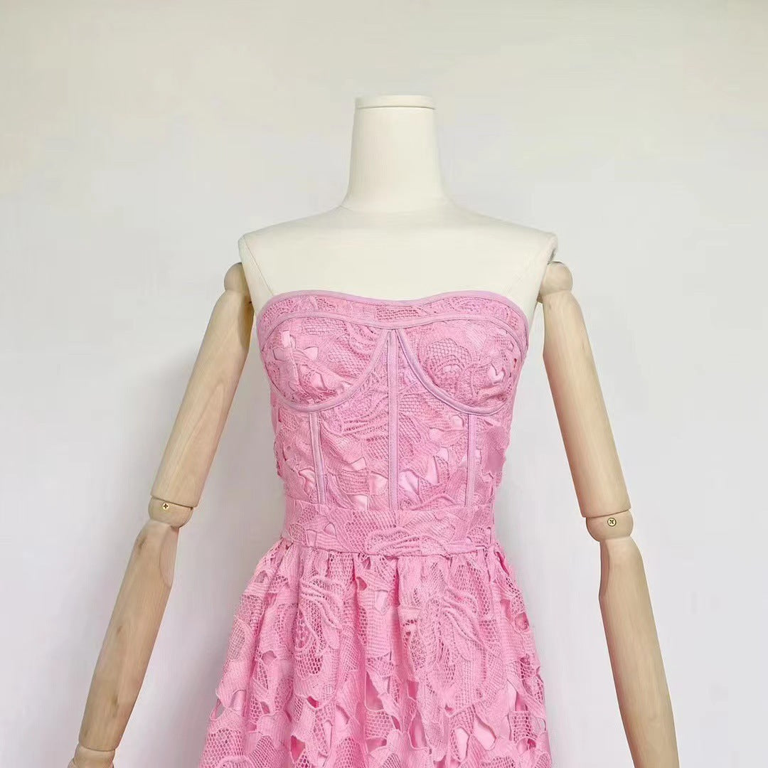 e8fe1036c48f0d73ecc110ec20f95d58.jpeg Fashionslee Women Aris Pink Lace Bustier Maxi Dress