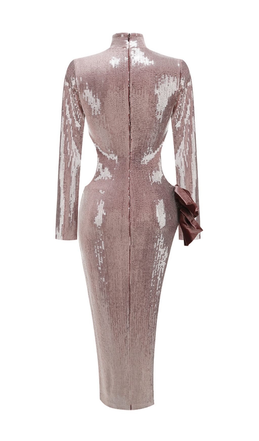 e91c9832d9913c42825777320fff3e6a.jpg Fashionslee Women Bash Brown Long Sleeve Bow Sequin Maxi Dress