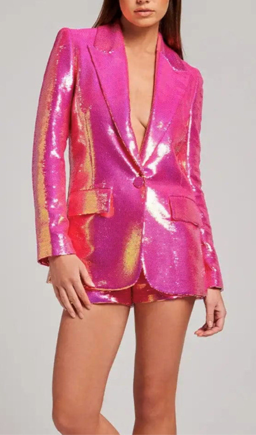 Fashionslee Women Sequin Blazer Shorts Set
