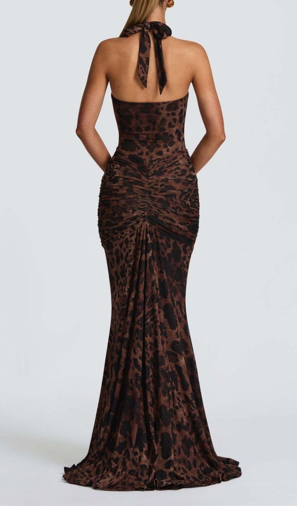 Fashionslee Women Keanna Halter Leopard Maxi Dress