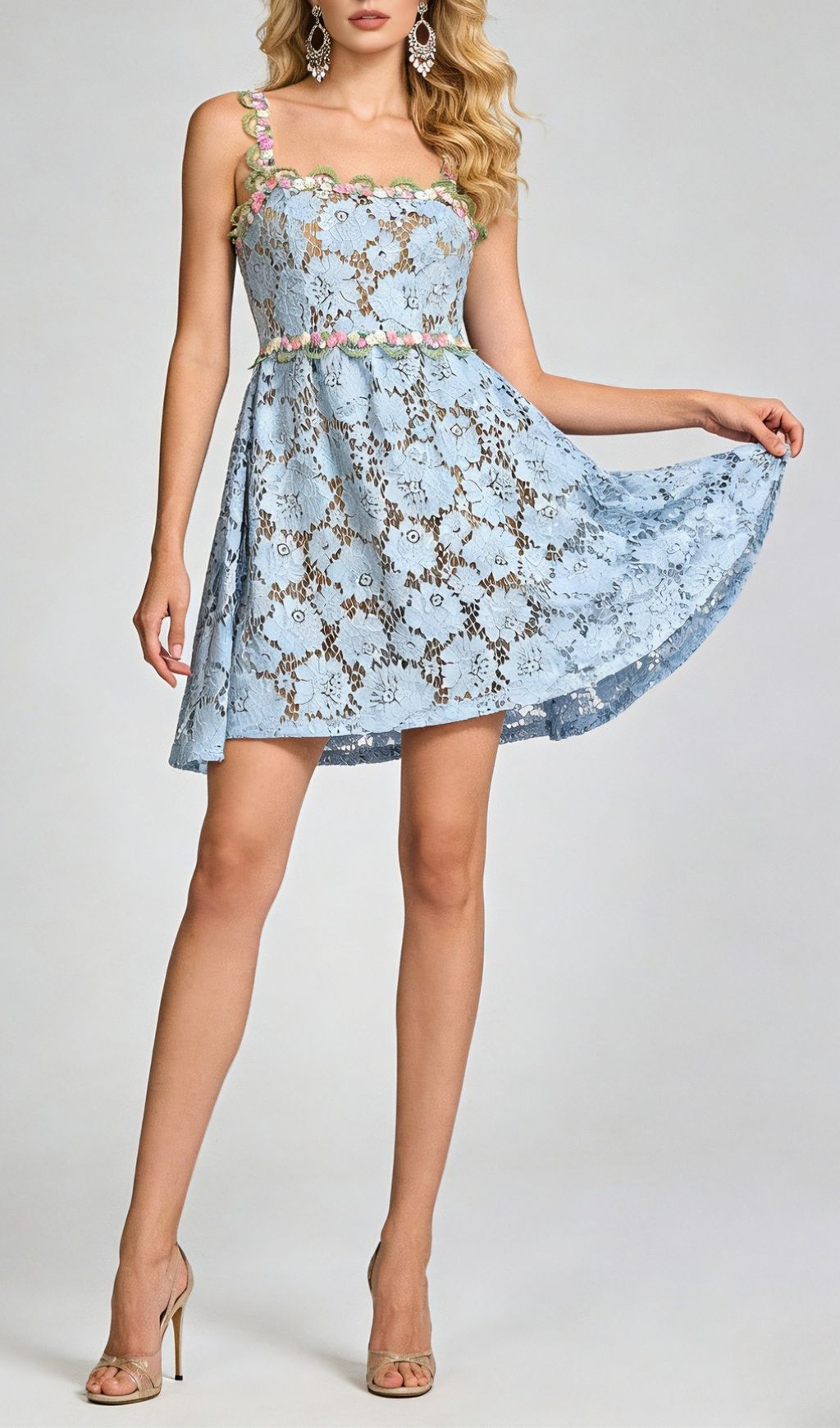 e96f501b0c70353b6d4c76b7c2da90c9.jpg Fashionslee Women Tavon Flower Embroidered Mini Dress In Blue