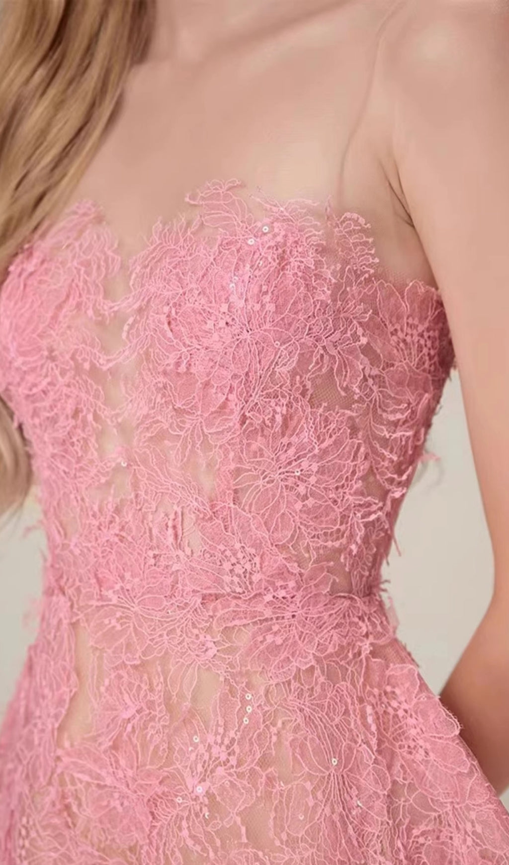 Fashionslee Women Allyson Pink Floral Lace Embroider Midi Dress