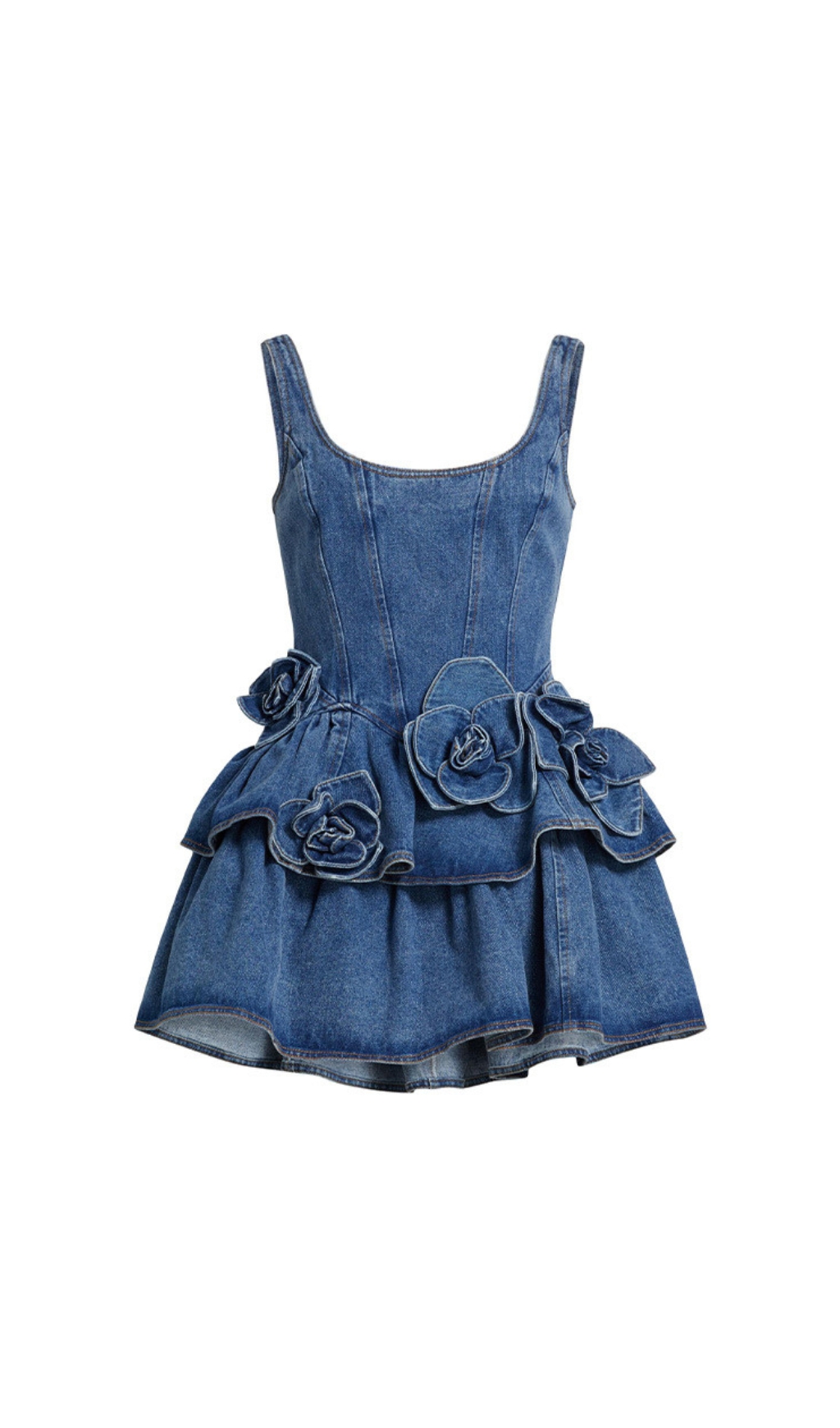 e98624a82e47b70c3441adcbd210102e.jpg Fashionslee Women Elly Blue Flower Denim Mini Dress