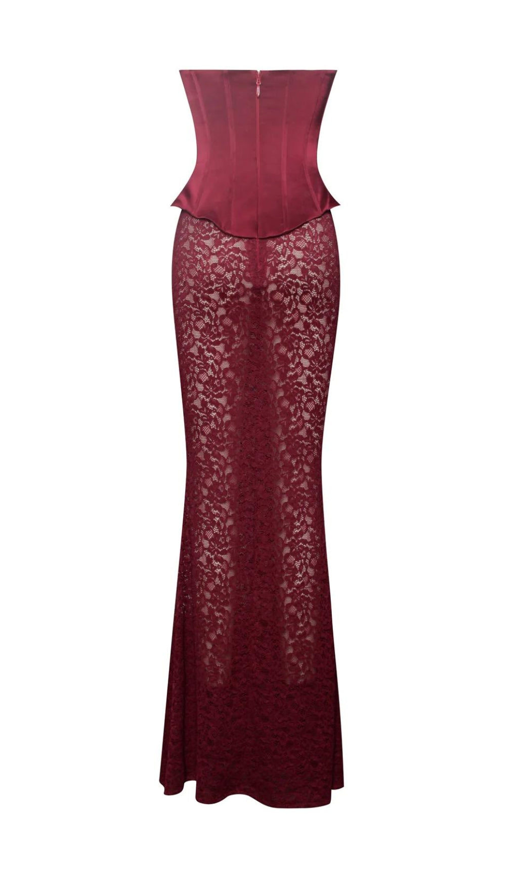 Fashionslee Women Aponi Burgundy Lace Corset Dress