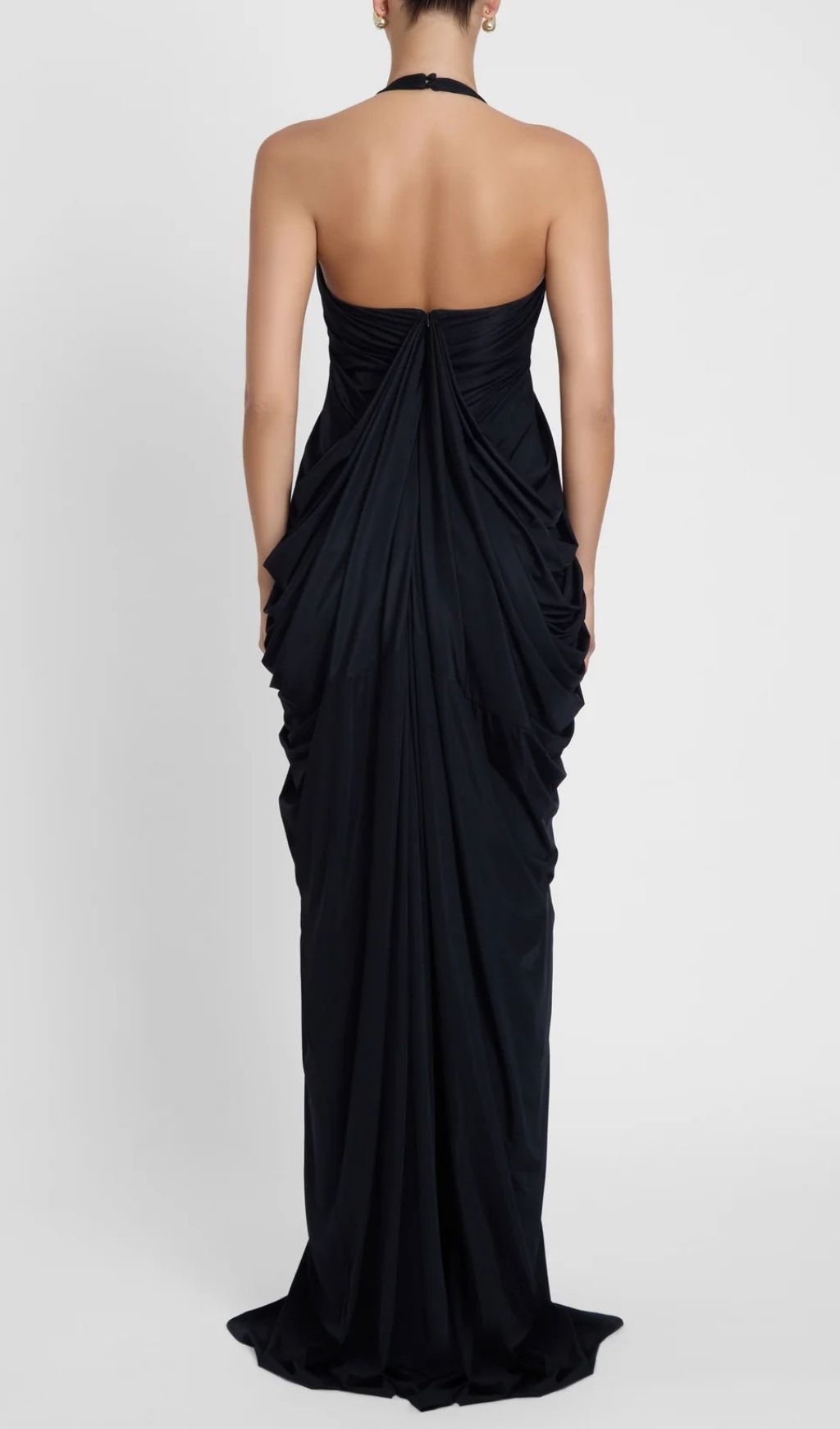 Fashionslee Women Kenza Black Halter Pleated Maxi Dress