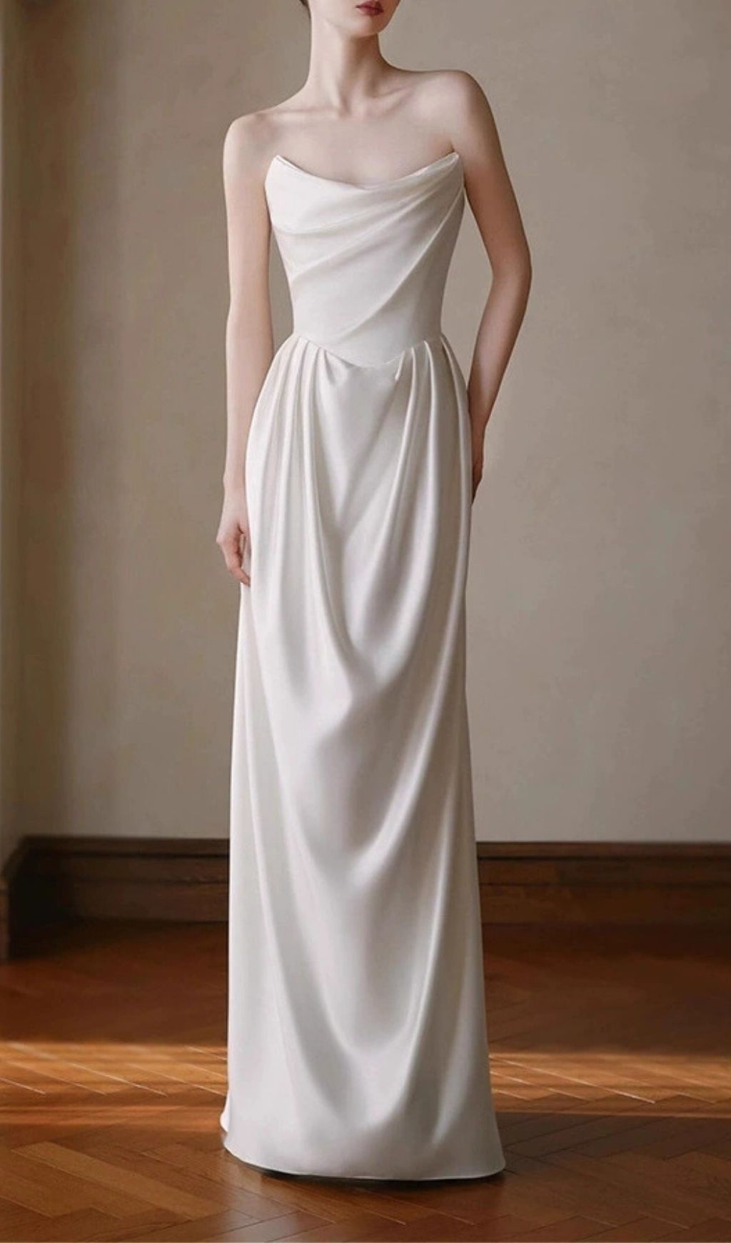 Fashionslee Women Karin White Strapless Wedding Dress