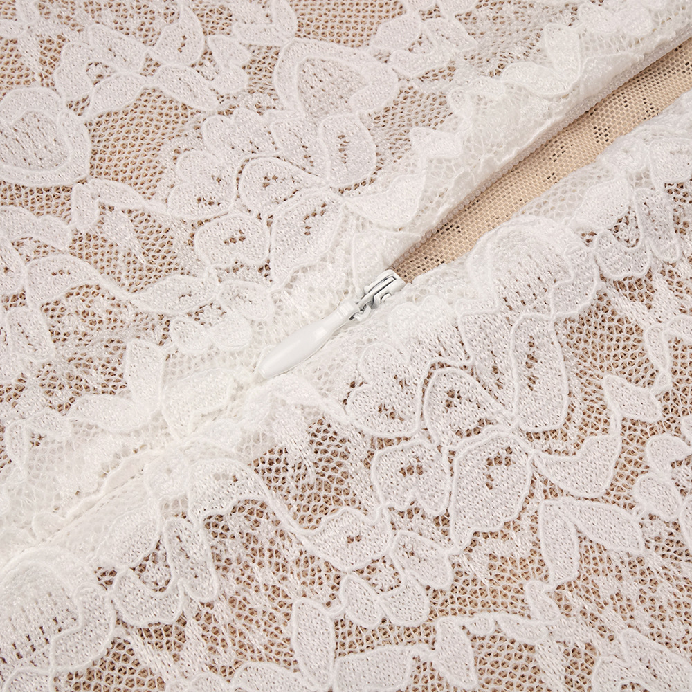 Fashionslee Women Jazmín White Lace Flower Maxi Dress