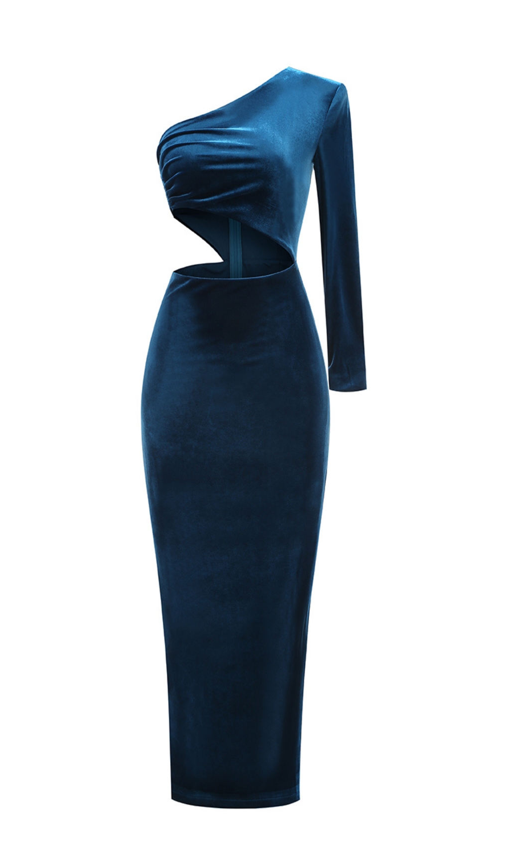 ea64022a32882ac8c6aac6d1a35d4490.jpg Fashionslee Women Daniil Blue One-Shoulder Velvet Maxi Dress