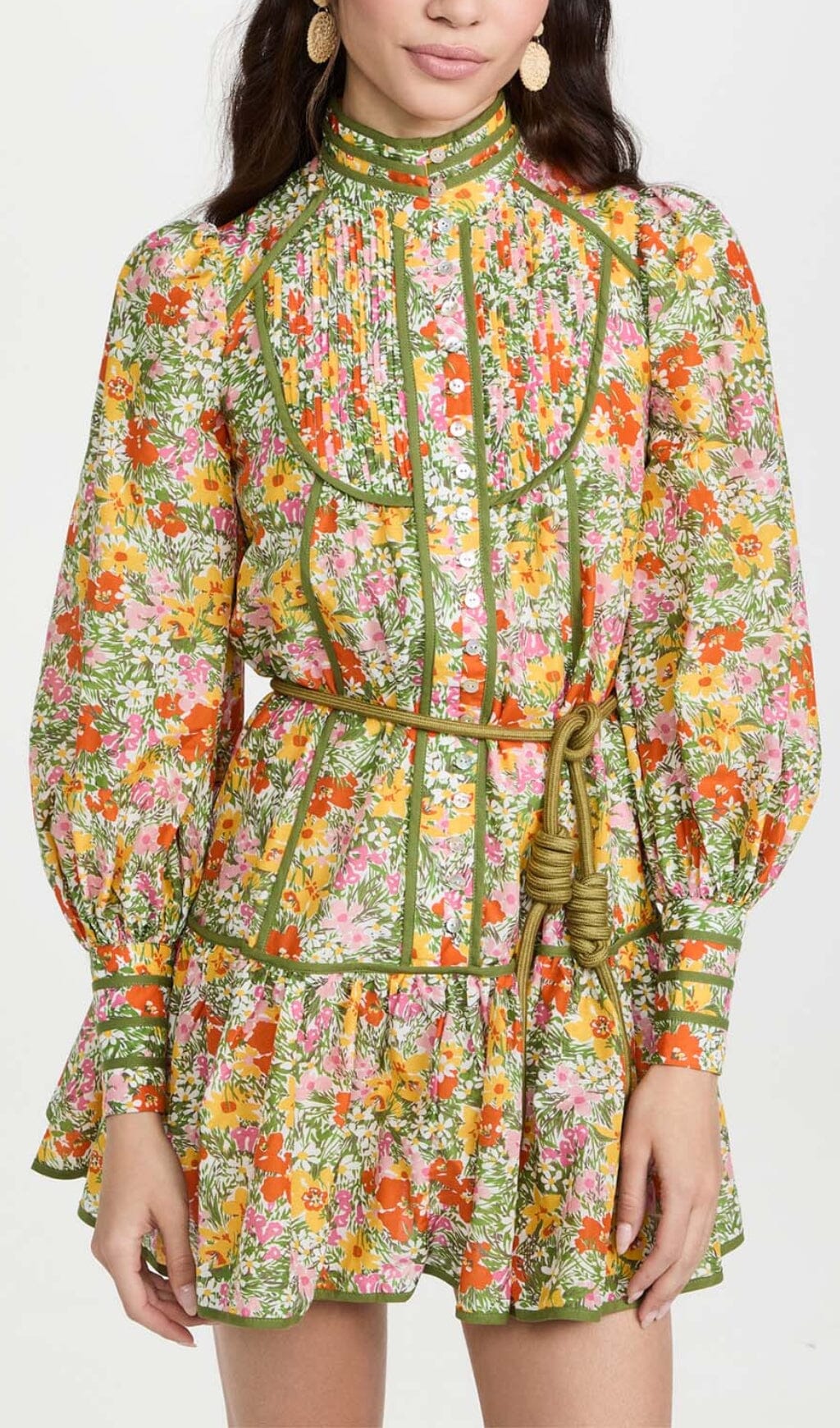 Fashionslee Women Floral Print Lace-Up Midi Dress In Autumn Leaves
