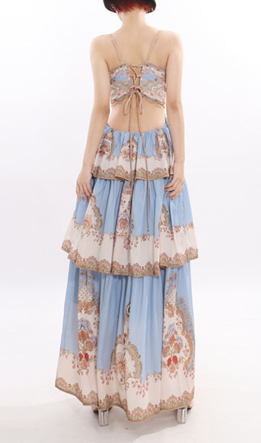 ea6fd091b49eee4ad30cf27bd41ef8da.jpg Fashionslee Women Jevic Blue Strappy Printed Maxi Dress