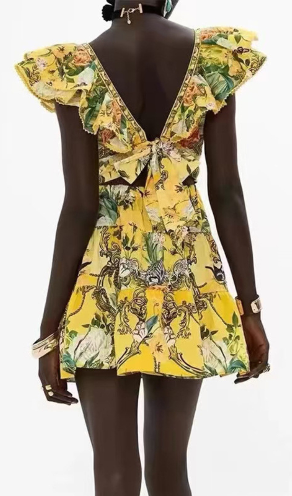 Fashionslee Women Cortez Floral V-Neck Mini Dress
