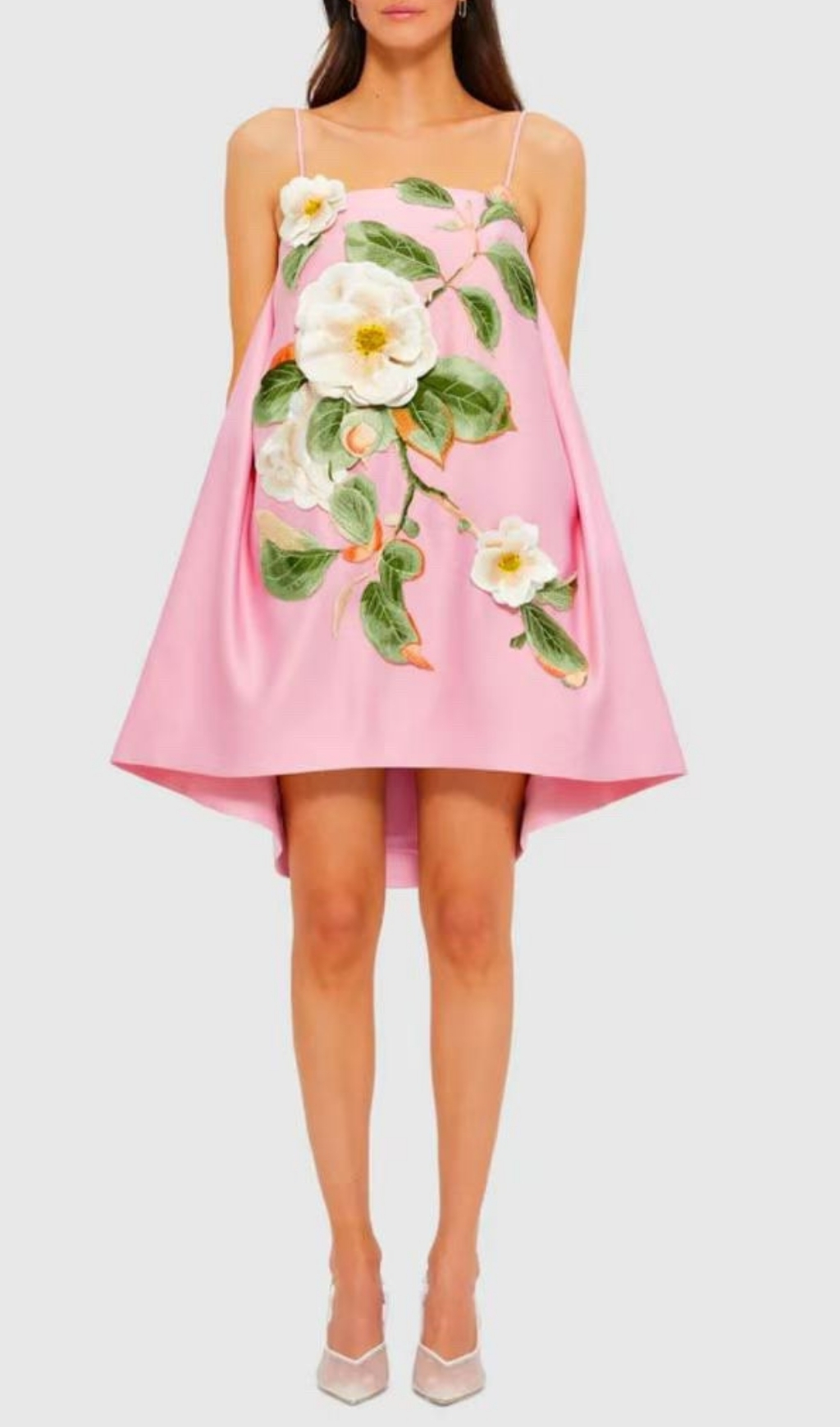 Fashionslee Women Fina Pink Flower Embroidery Mini Dress