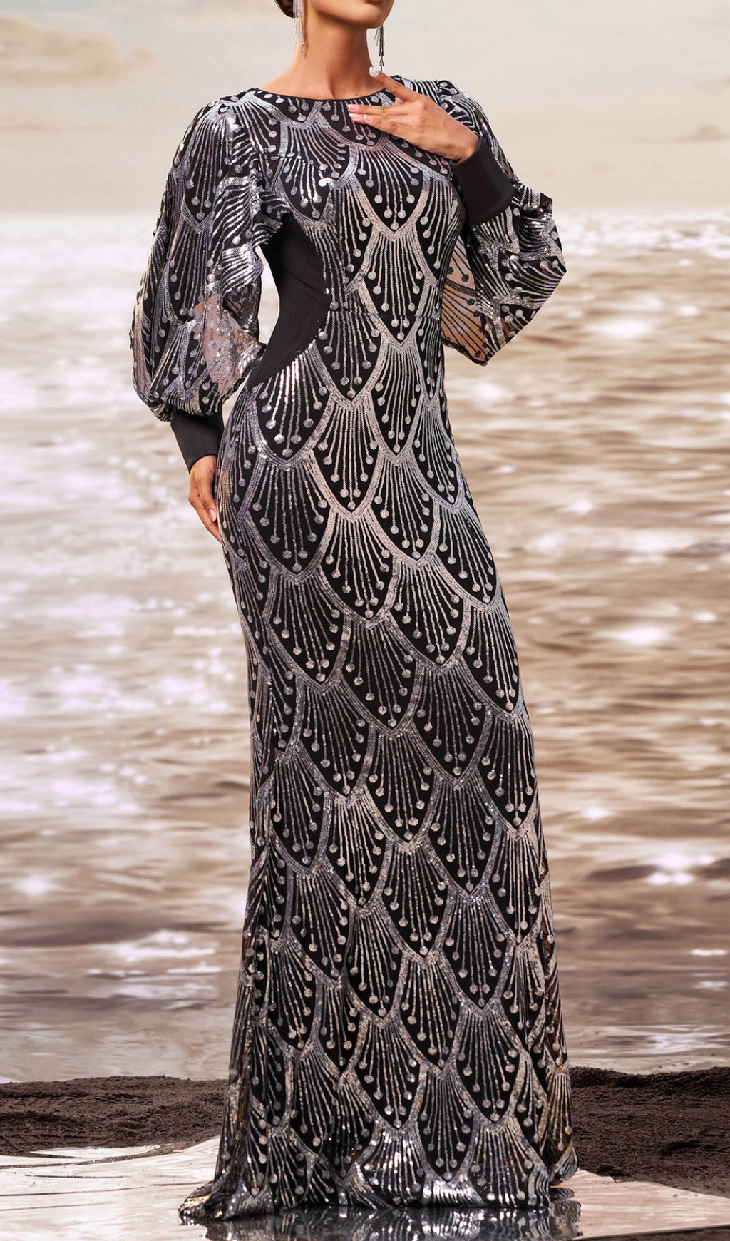 ea908a38629d2d44d734b98450e49899.jpg Fashionslee Women Dewi Long Sleeve Sequin Maxi Dress
