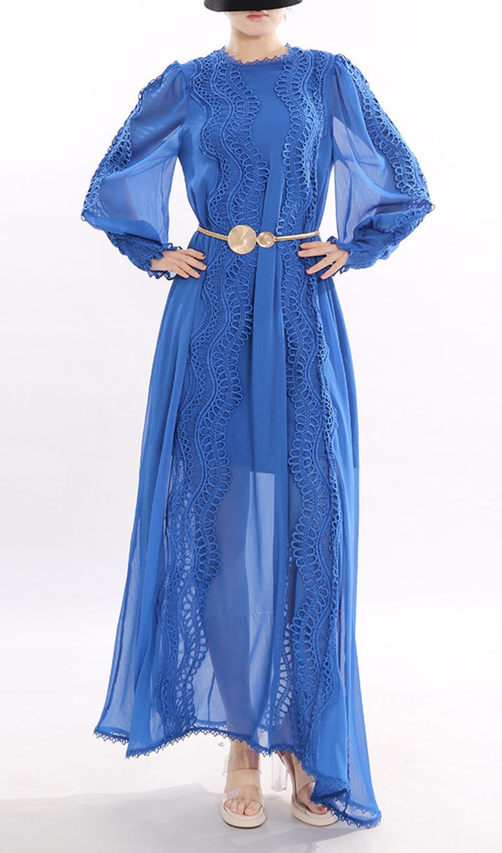 Fashionslee Women Jeslyn Blue Long Sleeve Maxi Dress
