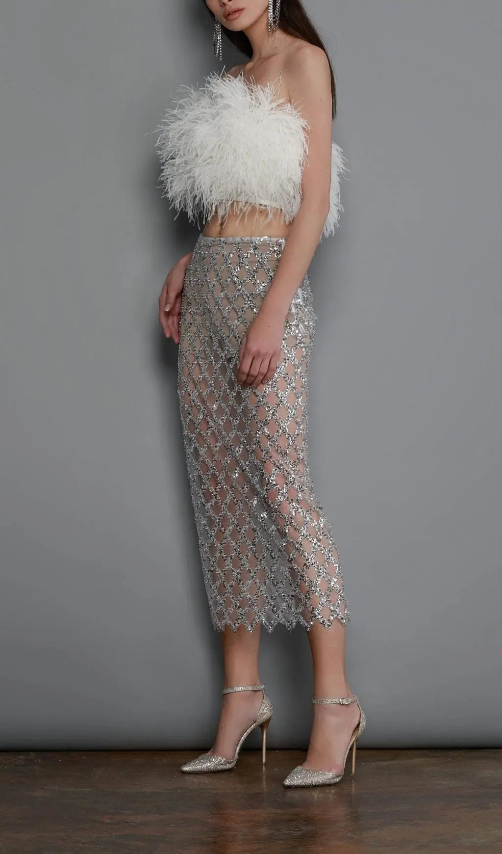 eaa6187f642dcac9360fdfe1734fb67c.jpeg Fashionslee Women Feather Sequin Two Piece Set In White