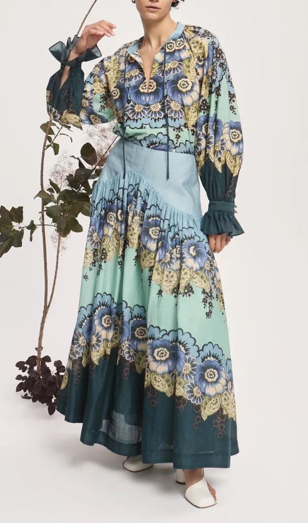 Fashionslee Women Farica Flower Printed Two-Piece Set