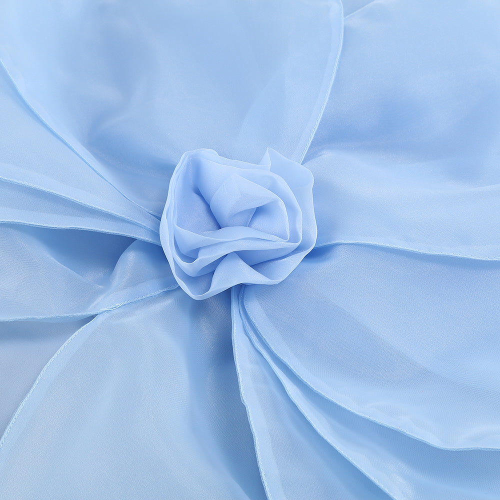 eab9c68fe83065d63a9219e5098828a4.jpeg Fashionslee Women One Shoulder Flower Mini Dress In Blue