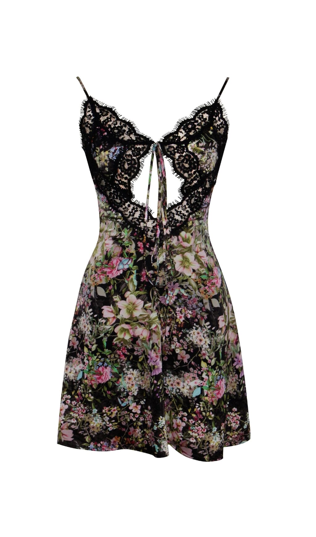 eacfa50f242df17069a8079ceb6c8297.jpeg Fashionslee Women Floral Print Satin Mini Dress With Lace Trim