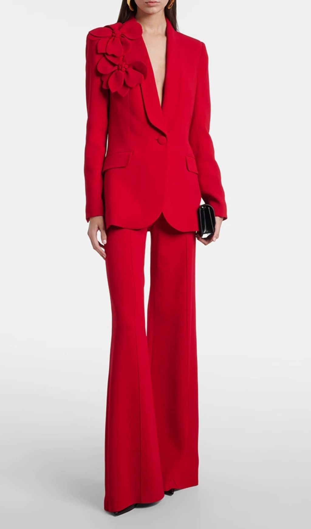 eb0b088fad8a1381d2a266bfba0a6af4.jpg Fashionslee Women Kenadia Red 3D Flower Blazer Two-Piece Set