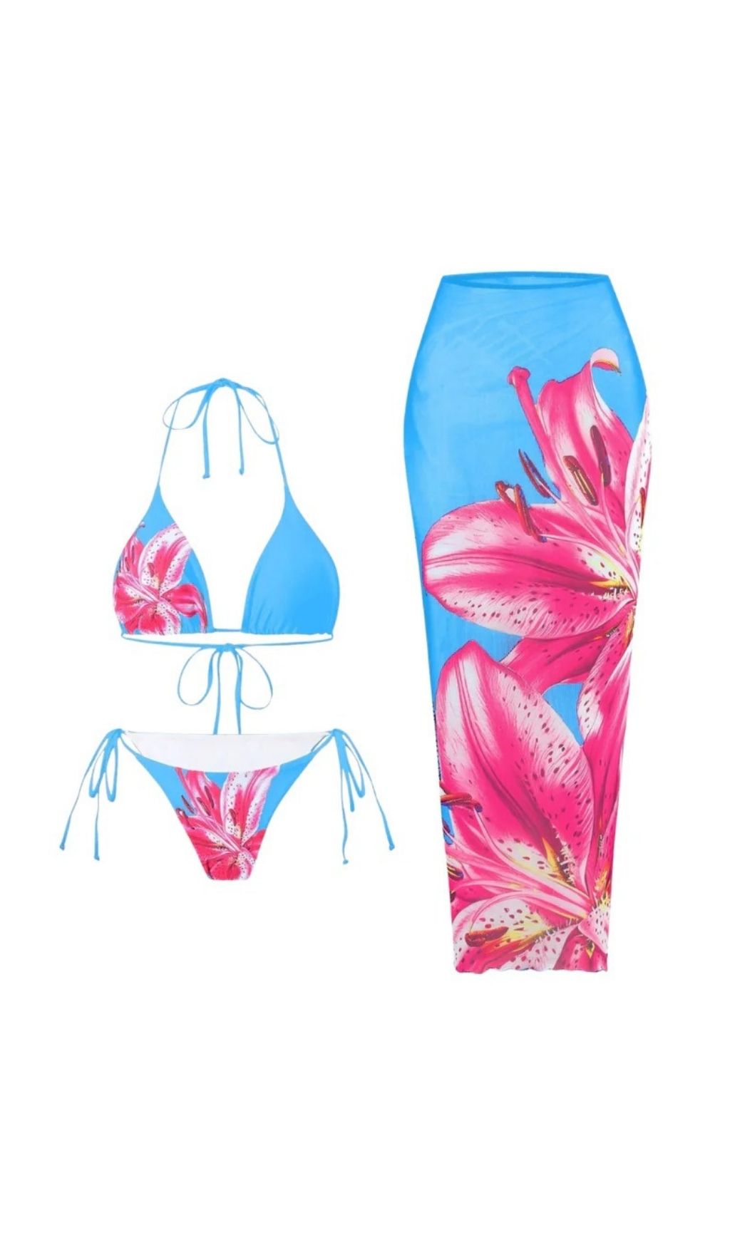 eb5ee160e342535a87fe191abe04d929.jpg Fashionslee Women Grynn Floral Bikini Three Piece Set In Blue