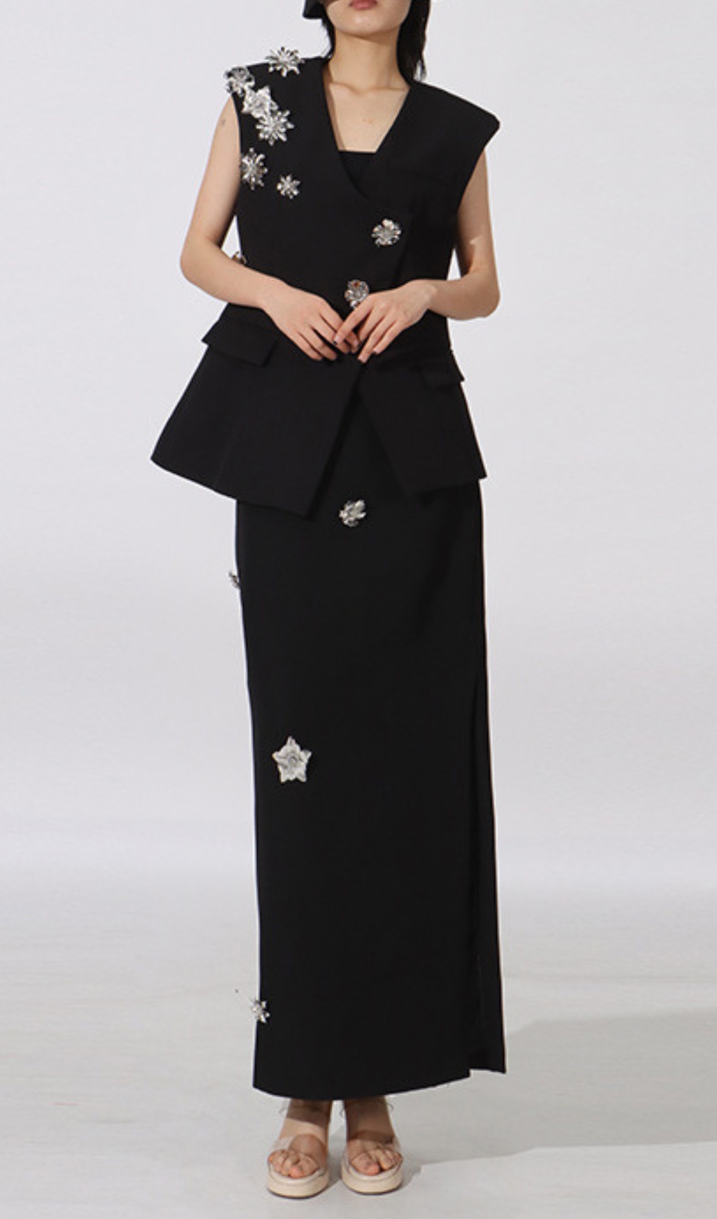 Fashionslee Women Elsbeth Flower Embellished Skirt Set