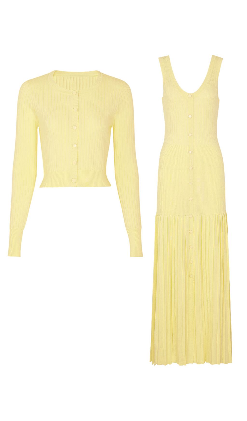 Fashionslee Women Jackie Yellow Knit Cardigan & Maxi Dress