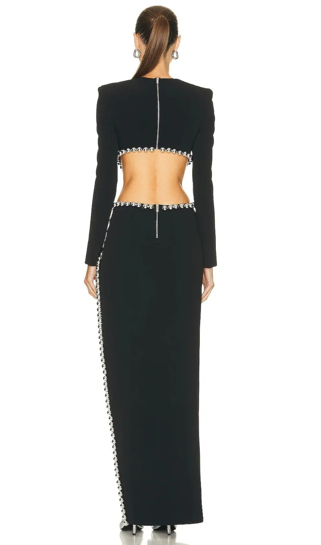 Fashionslee Women Embellished Cut Out Maxi Bandage Dress In Black
