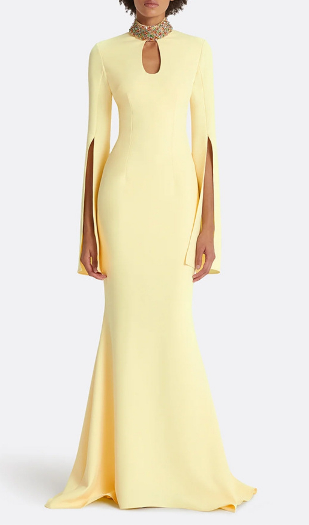Fashionslee Women Ellema Yellow Long Sleeve Embellished Maxi Dress