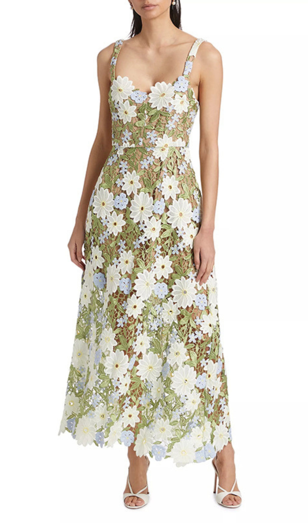Fashionslee Women Diablo Green Strappy Flower Maxi Dress