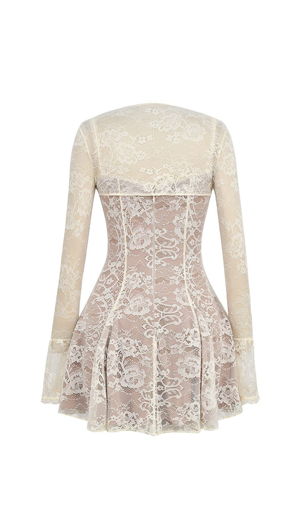 Fashionslee Women Brea Vintage Cream Lace Mini Dress