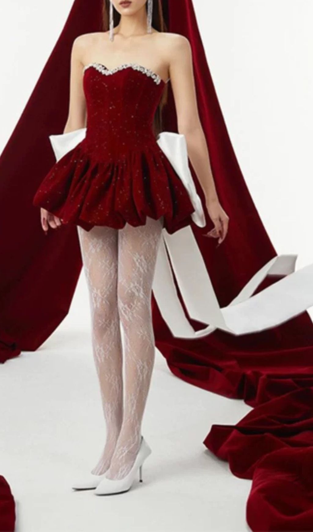 ebdddeeb695b81a2fe18950c944d6ac3.jpg Fashionslee Women Cookie Red Strapless Bow Mini Dress