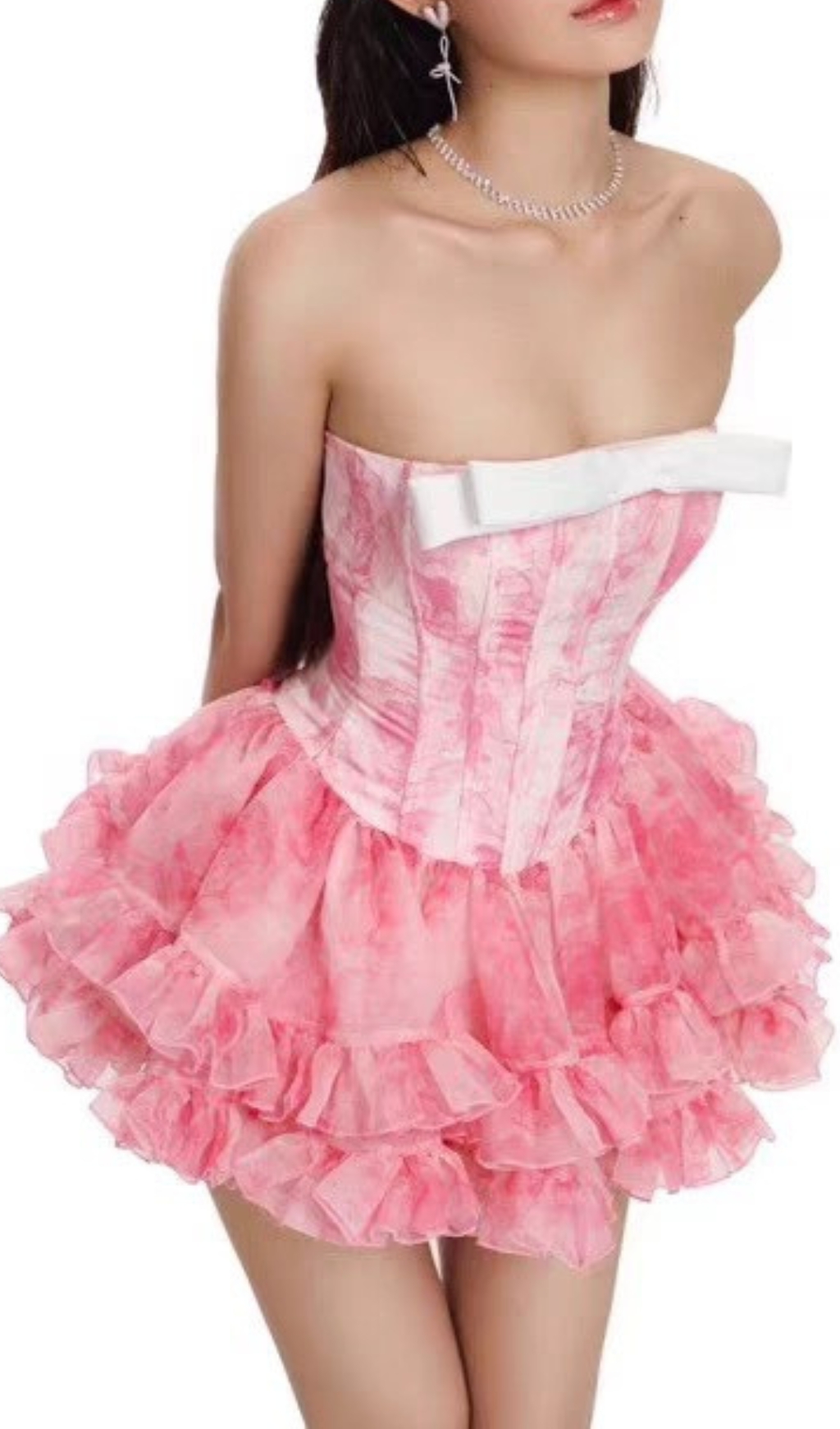 Fashionslee Women Dalya Pink Strapless Corset Mini Dress