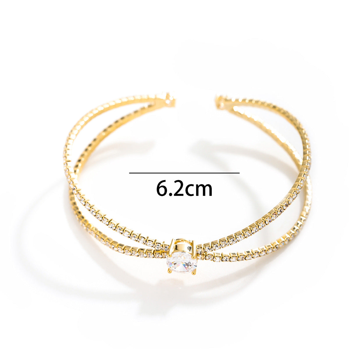 Fashionslee Women Gold Diamante Pendant Cuff Bracelet
