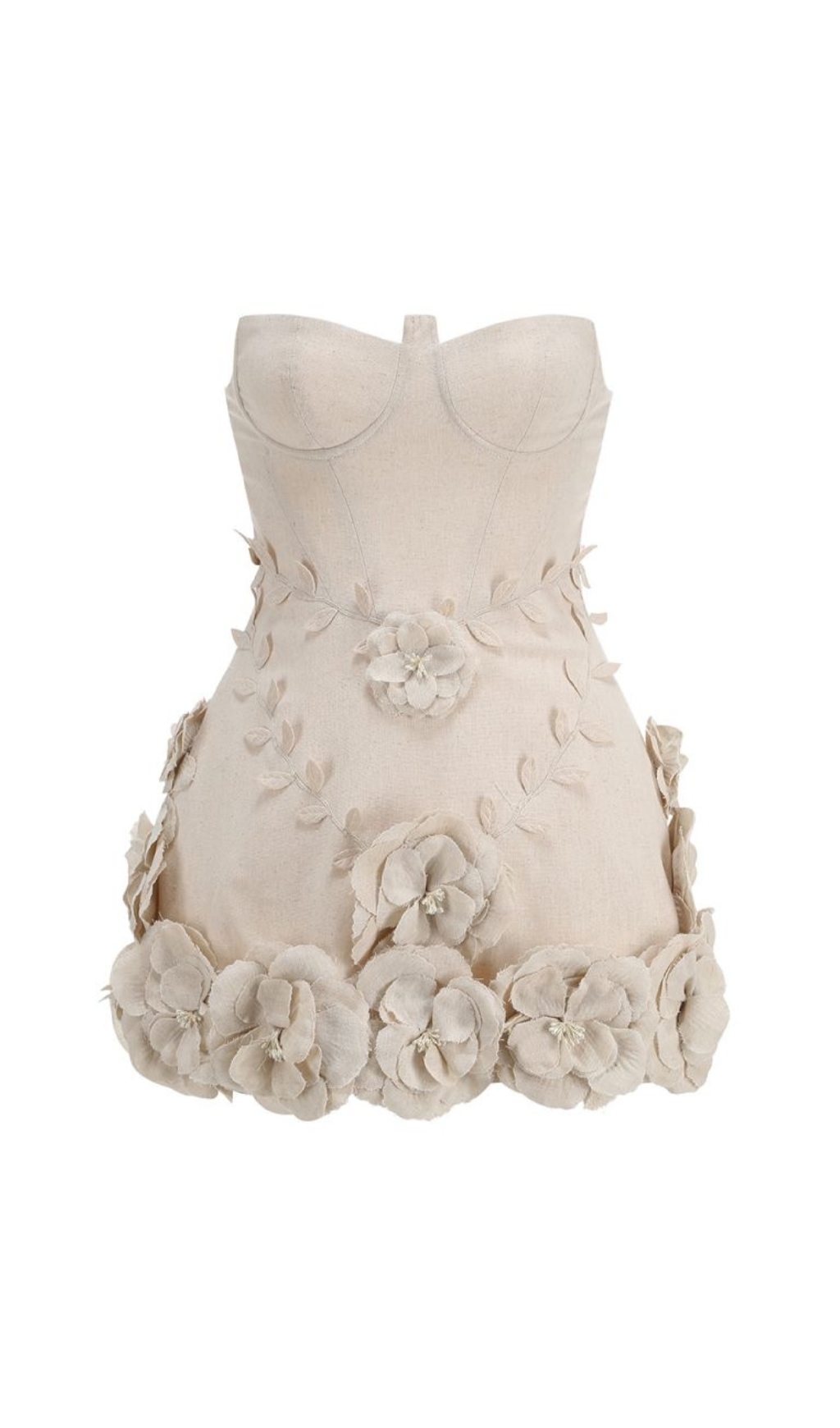ebf6bec78cf4fa5a18603ca4b35670dd.jpg Fashionslee Women Bice Nude Strapless Bustier Flower Mini Dress