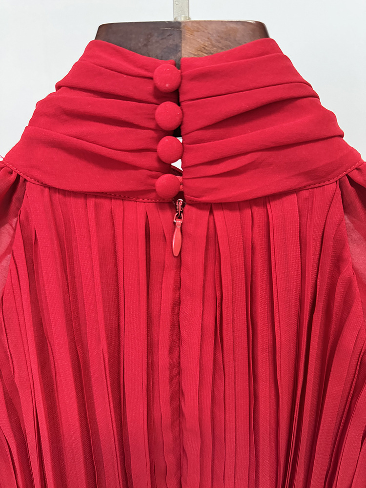 ec0b6320be4bf1fc5f087b65f44fad37.jpg Fashionslee Women Françoise Red Pleated Maxi Dress